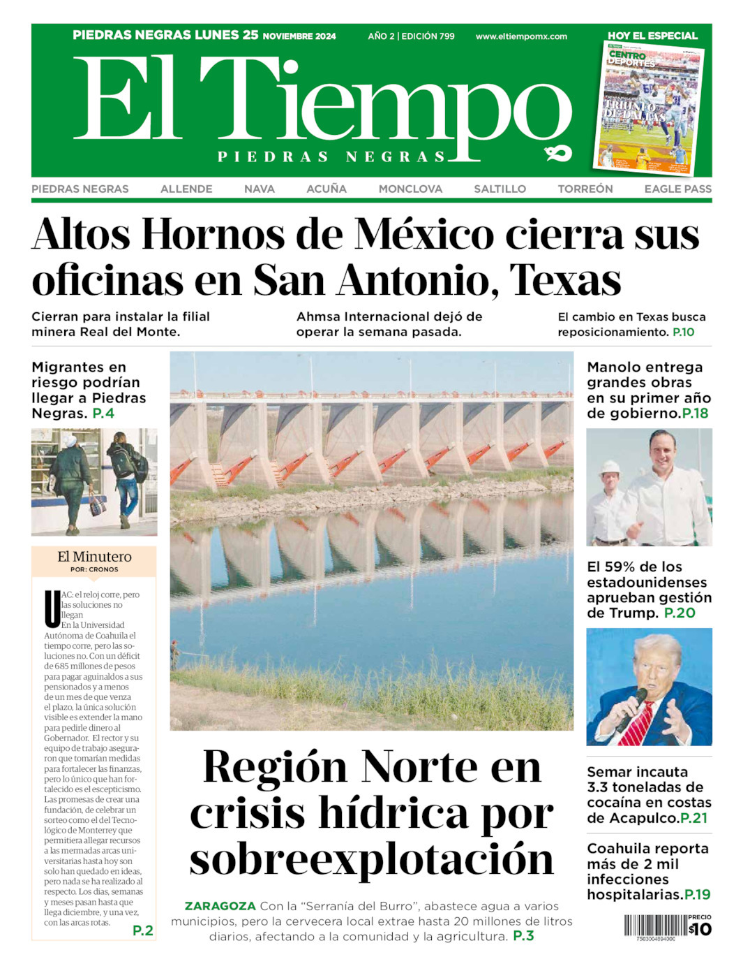 El Tiempo Piedras Negras, edición del lunes 25 de noviembre de 2024