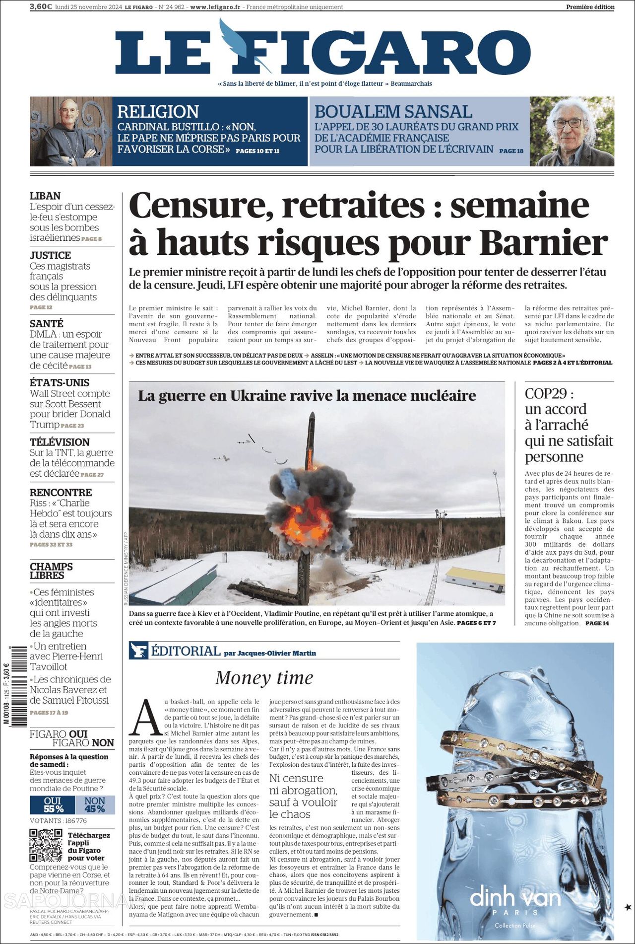 Le Figaro, edición del lunes 25 de noviembre de 2024