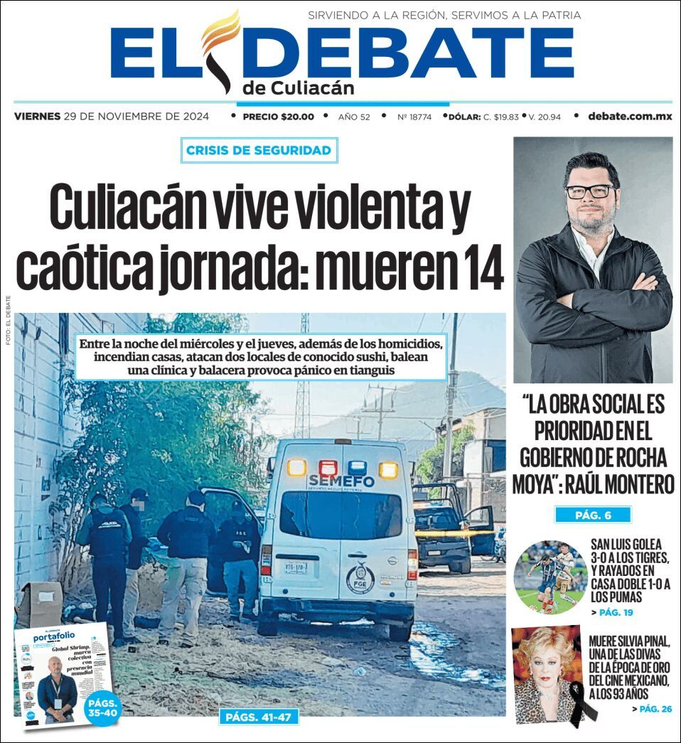 El Debate Culiacán, edición del viernes 29 de noviembre de 2024