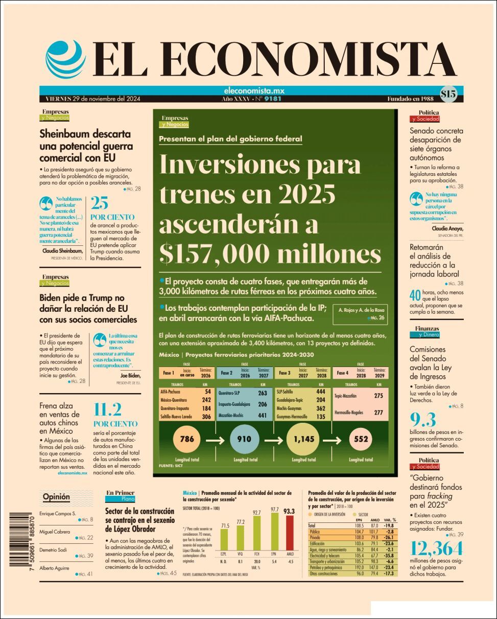 El Economista, edición del viernes 29 de noviembre de 2024