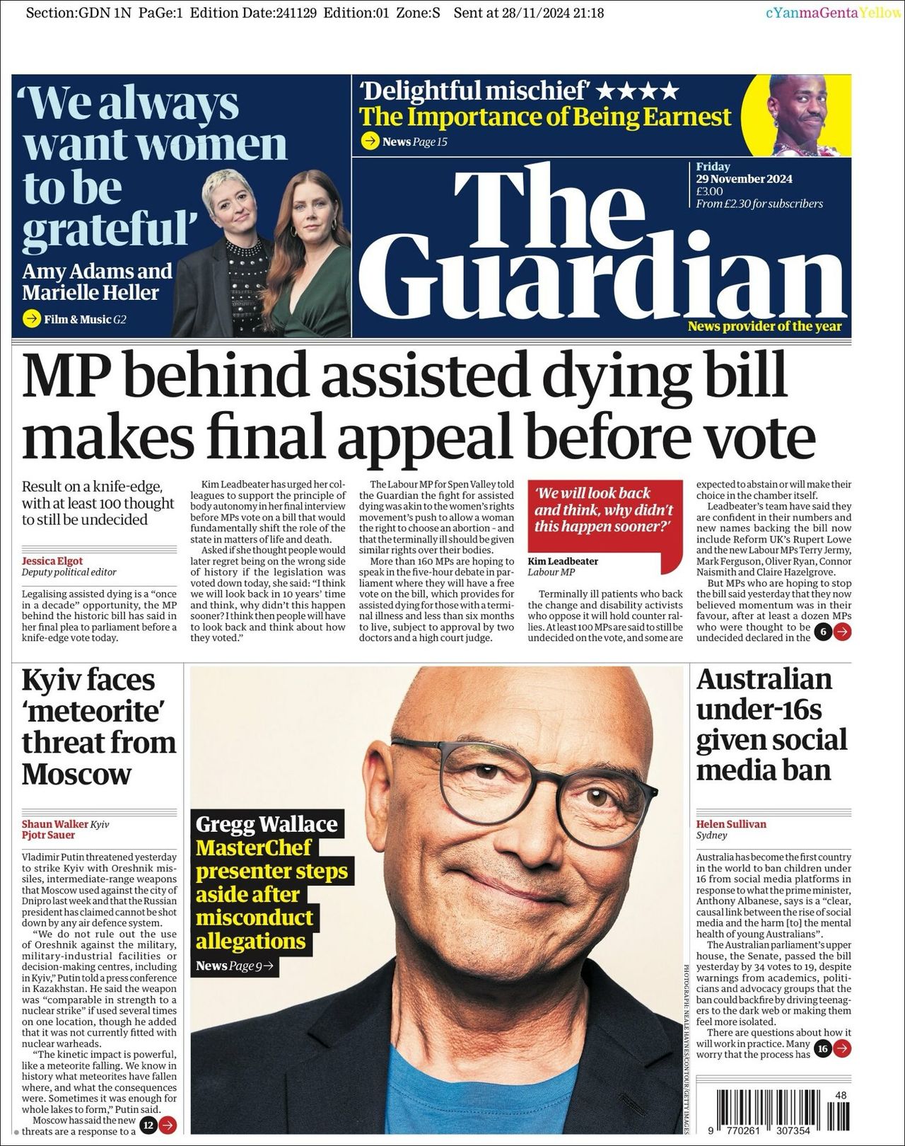 The Guardian, edición del viernes 29 de noviembre de 2024