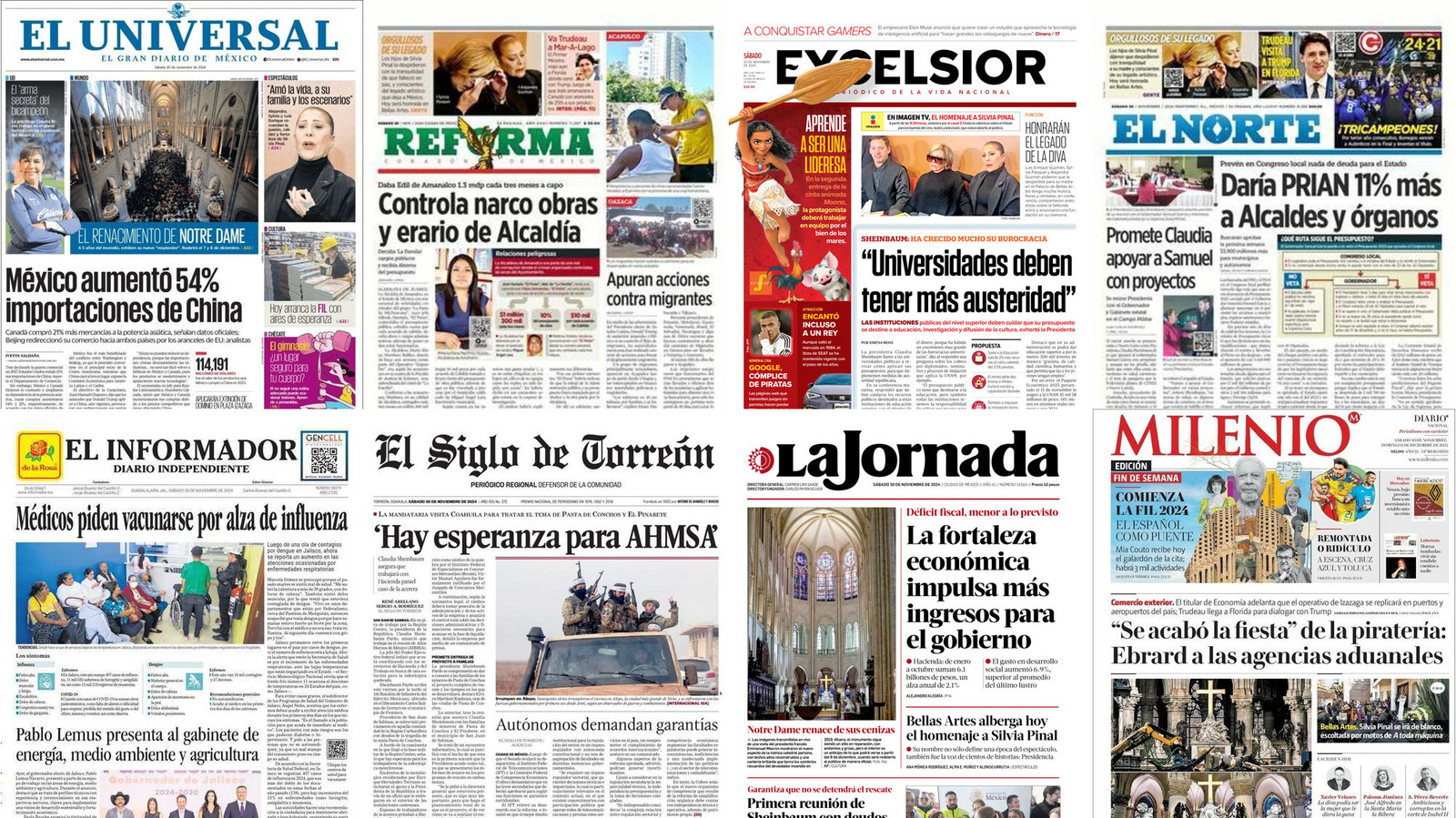 Portadas de periódicos impresos más importantes de México hoy