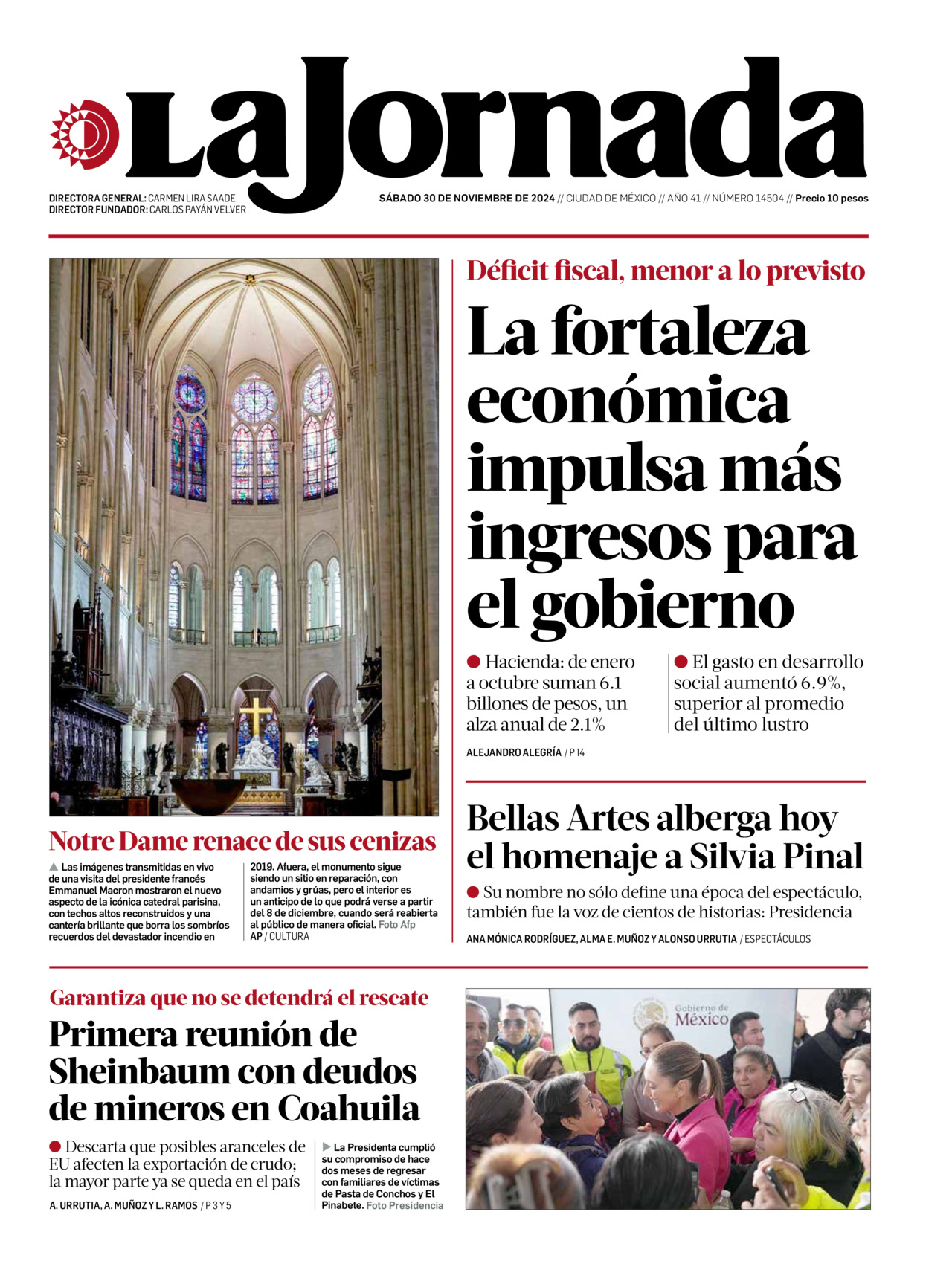 La Jornada, edición del sábado 30 de noviembre de 2024