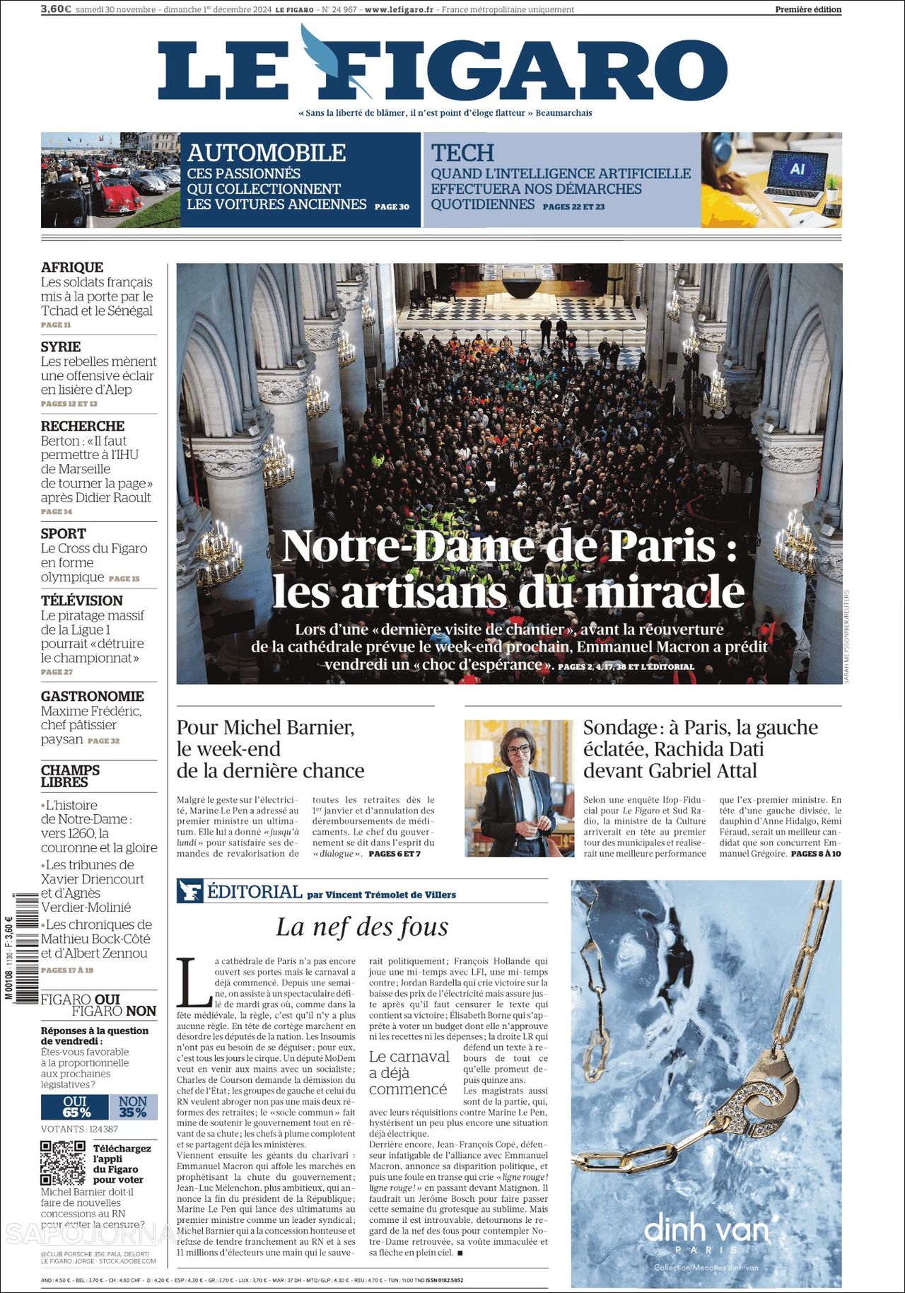 Le Figaro, edición del sábado 30 de noviembre de 2024