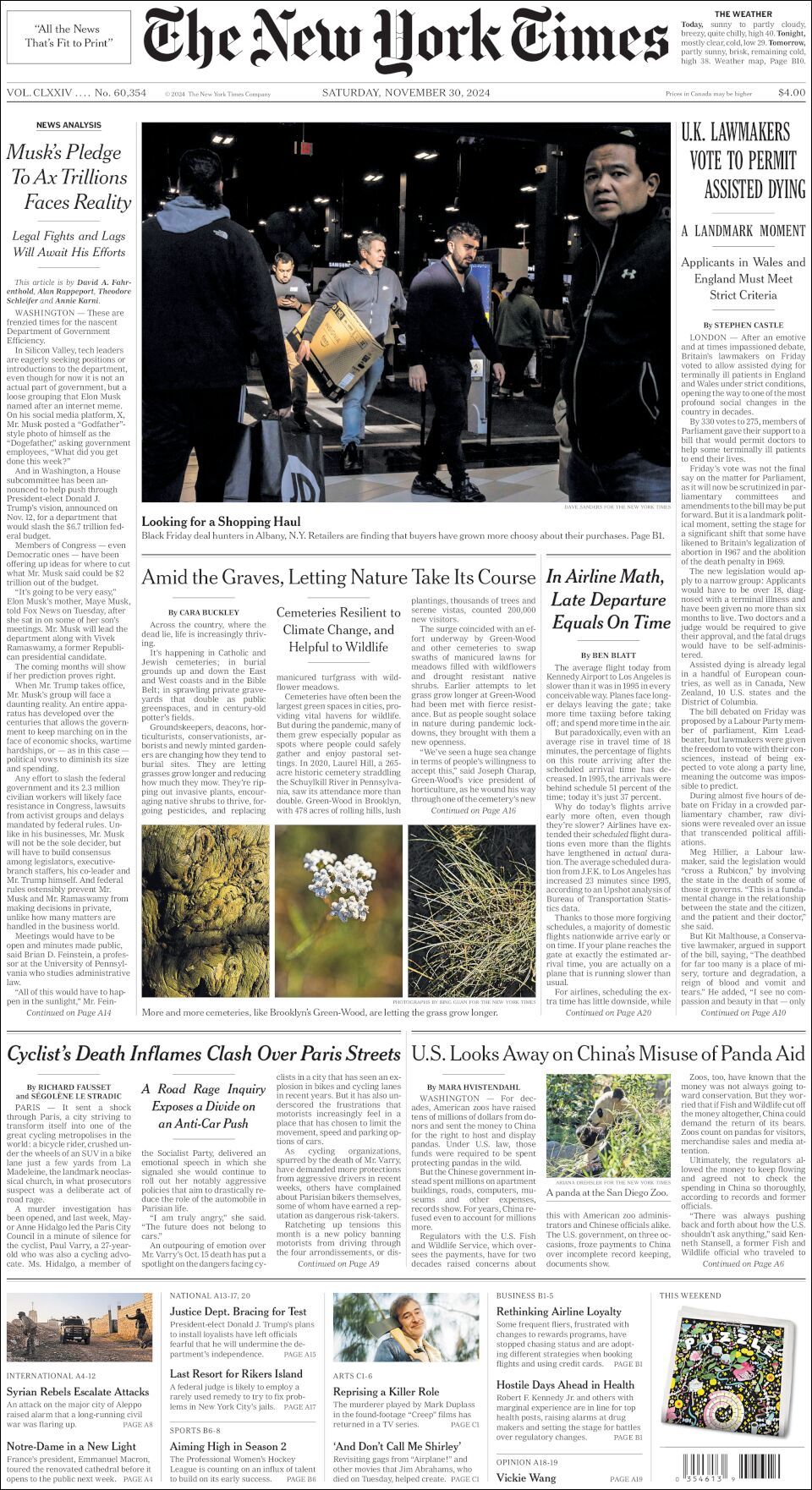 The New York Times, edición del sábado 30 de noviembre de 2024