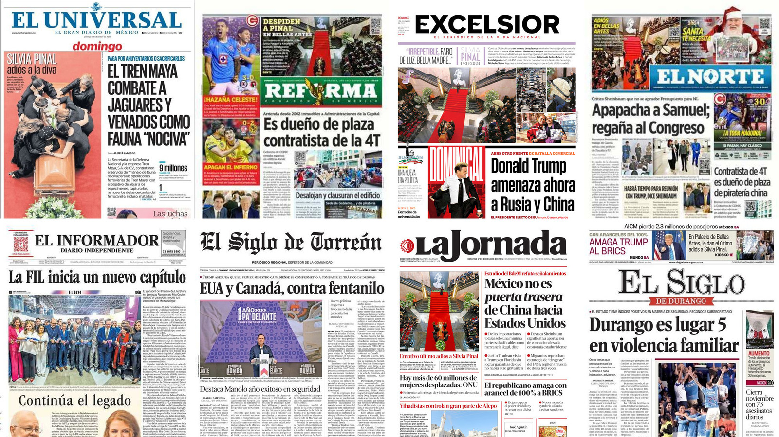 Portadas de periódicos impresos más importantes de México hoy