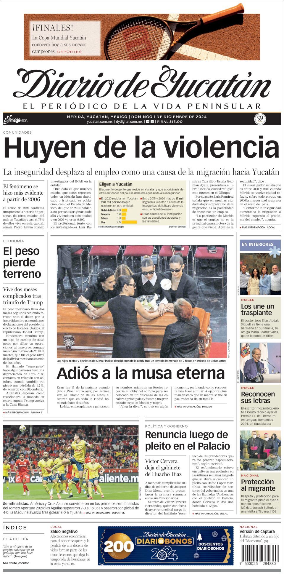 El Diario de Yucatán, edición del domingo 01 de diciembre de 2024