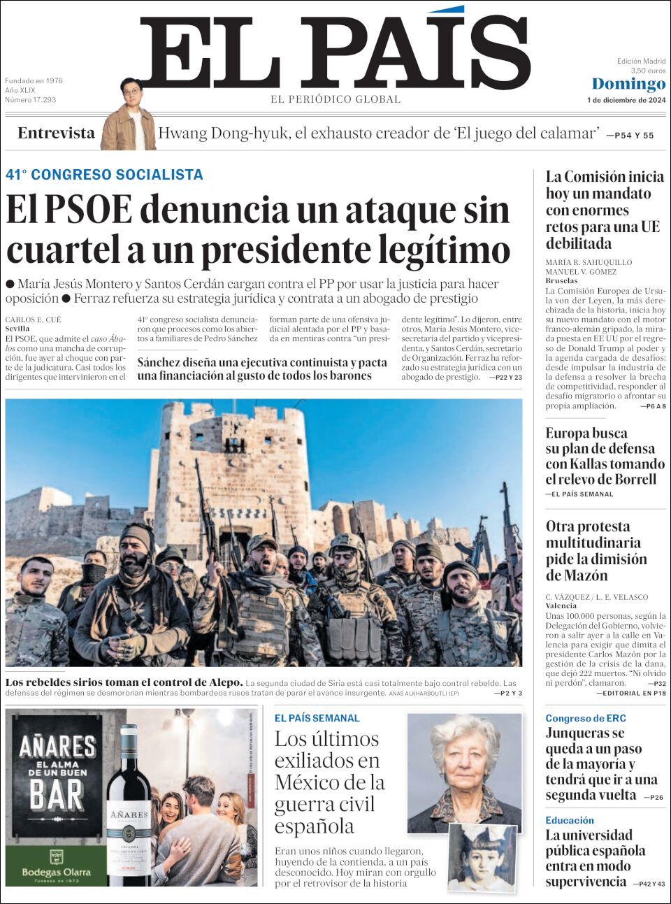 El País, edición del domingo 01 de diciembre de 2024