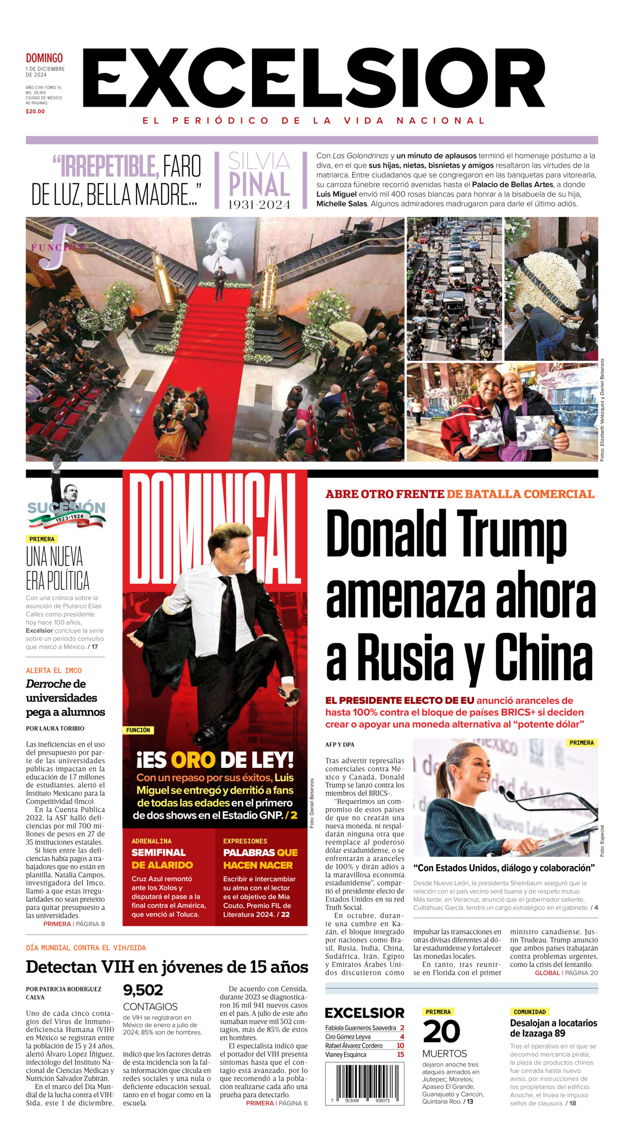 Excelsior, edición del domingo 01 de diciembre de 2024