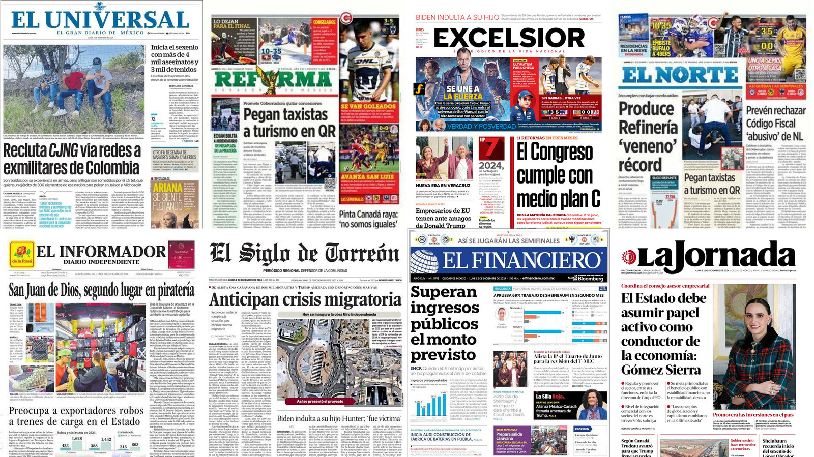 Portadas de periódicos impresos más importantes de México hoy