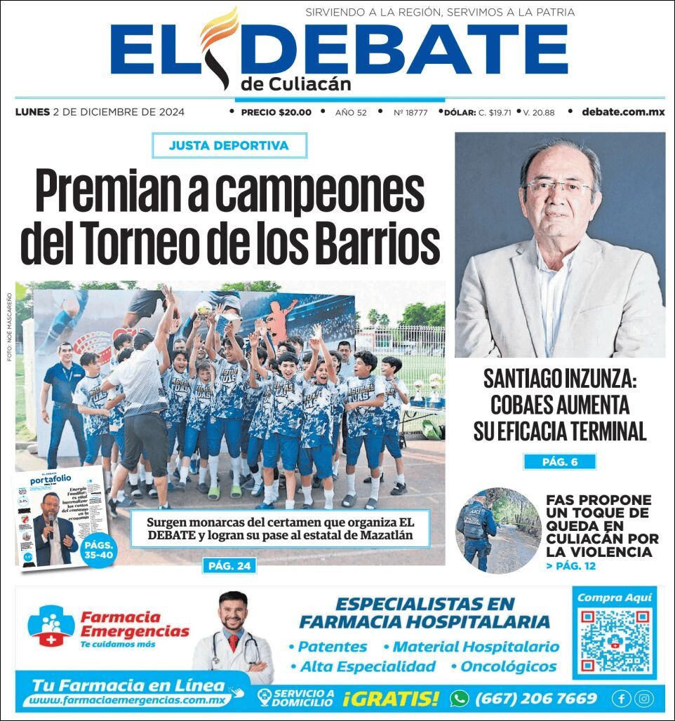 El Debate Culiacán, edición del lunes 02 de diciembre de 2024