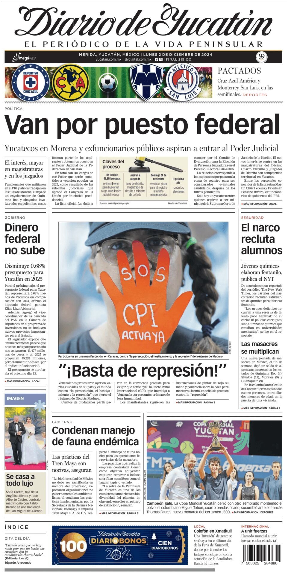 El Diario de Yucatán, edición del lunes 02 de diciembre de 2024