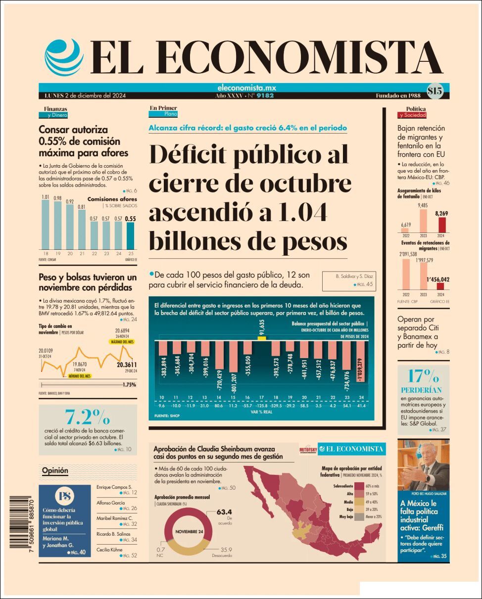 El Economista, edición del lunes 02 de diciembre de 2024