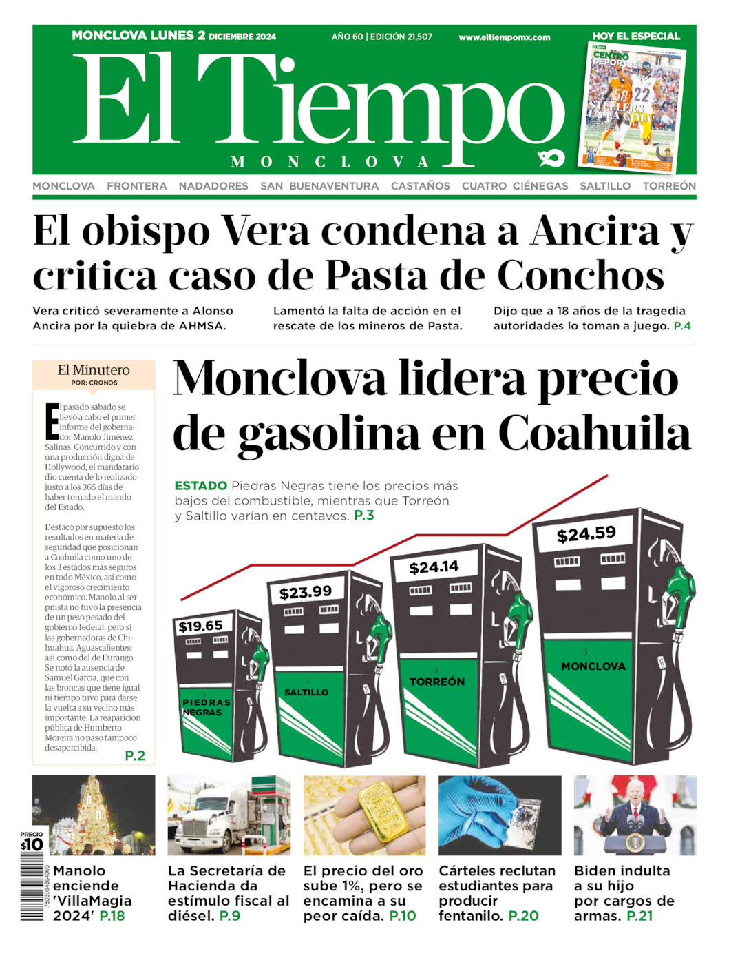 El Tiempo Monclova, edición del lunes 02 de diciembre de 2024