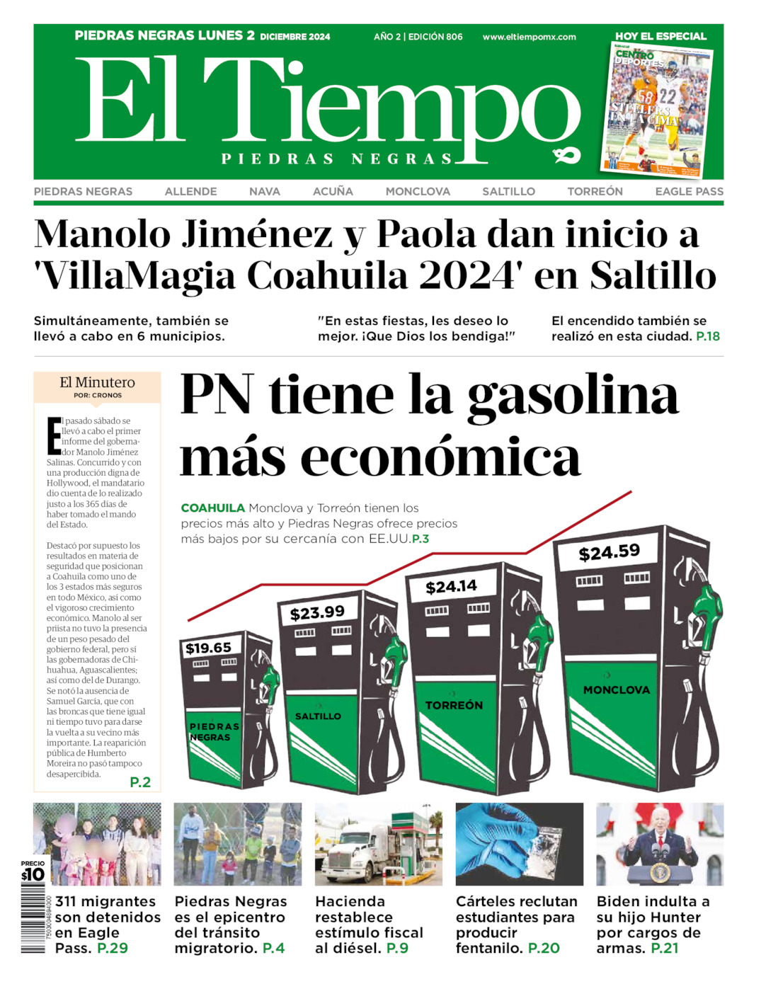 El Tiempo Piedras Negras, edición del lunes 02 de diciembre de 2024