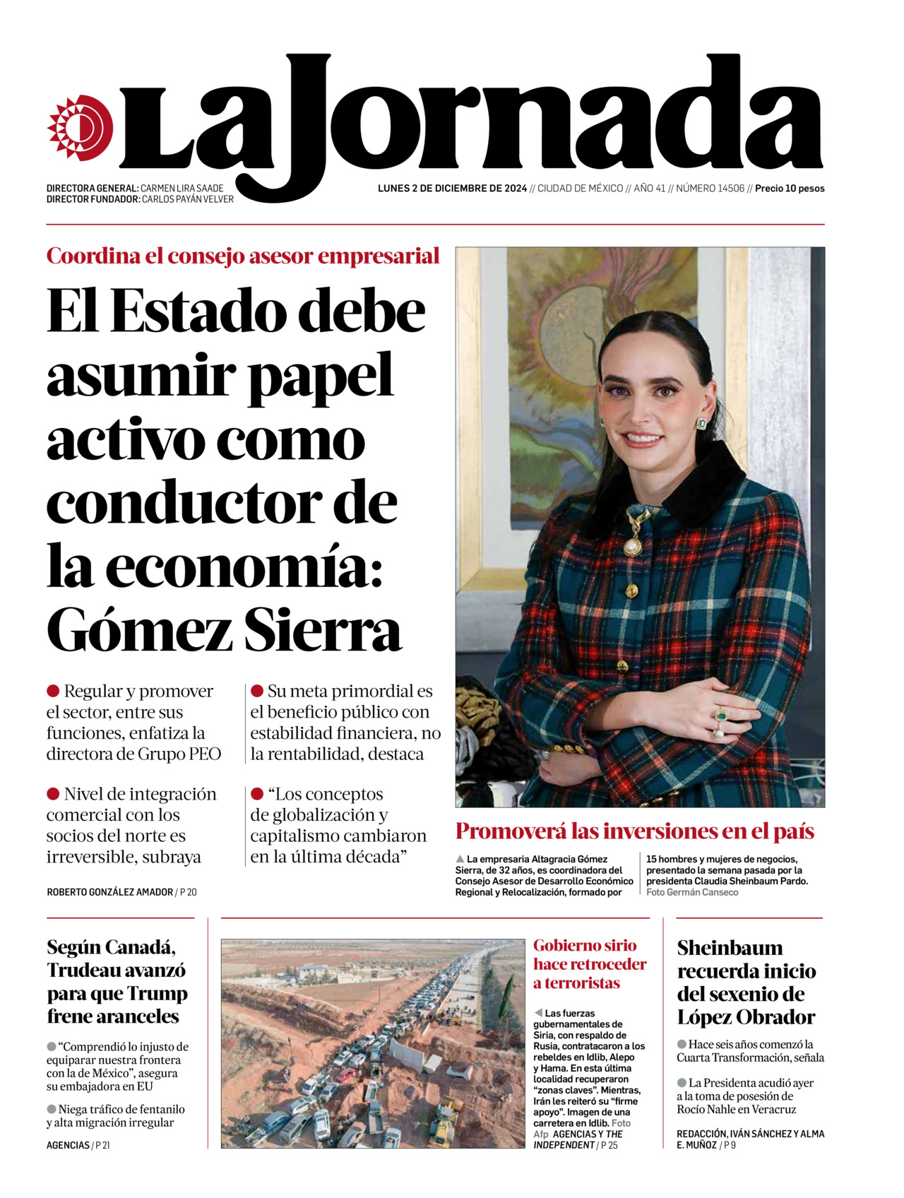 La Jornada, edición del lunes 02 de diciembre de 2024