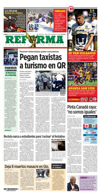 Reforma, edición del lunes 02 de diciembre de 2024