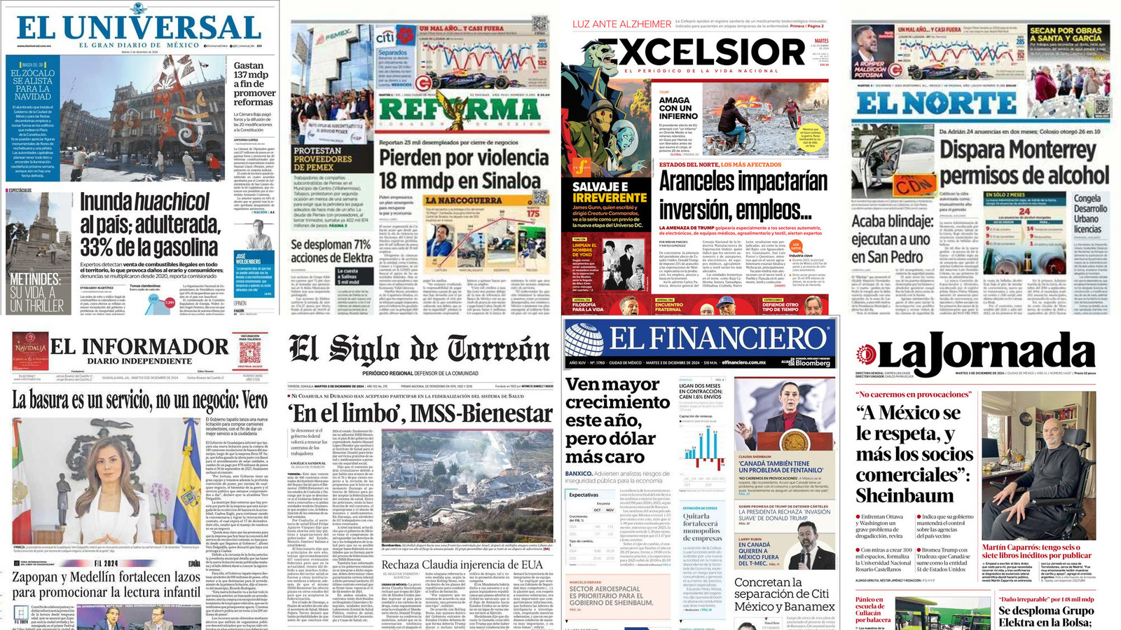 Portadas de periódicos impresos más importantes de México hoy