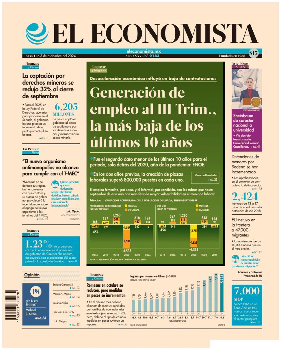 El Economista, edición del martes 03 de diciembre de 2024