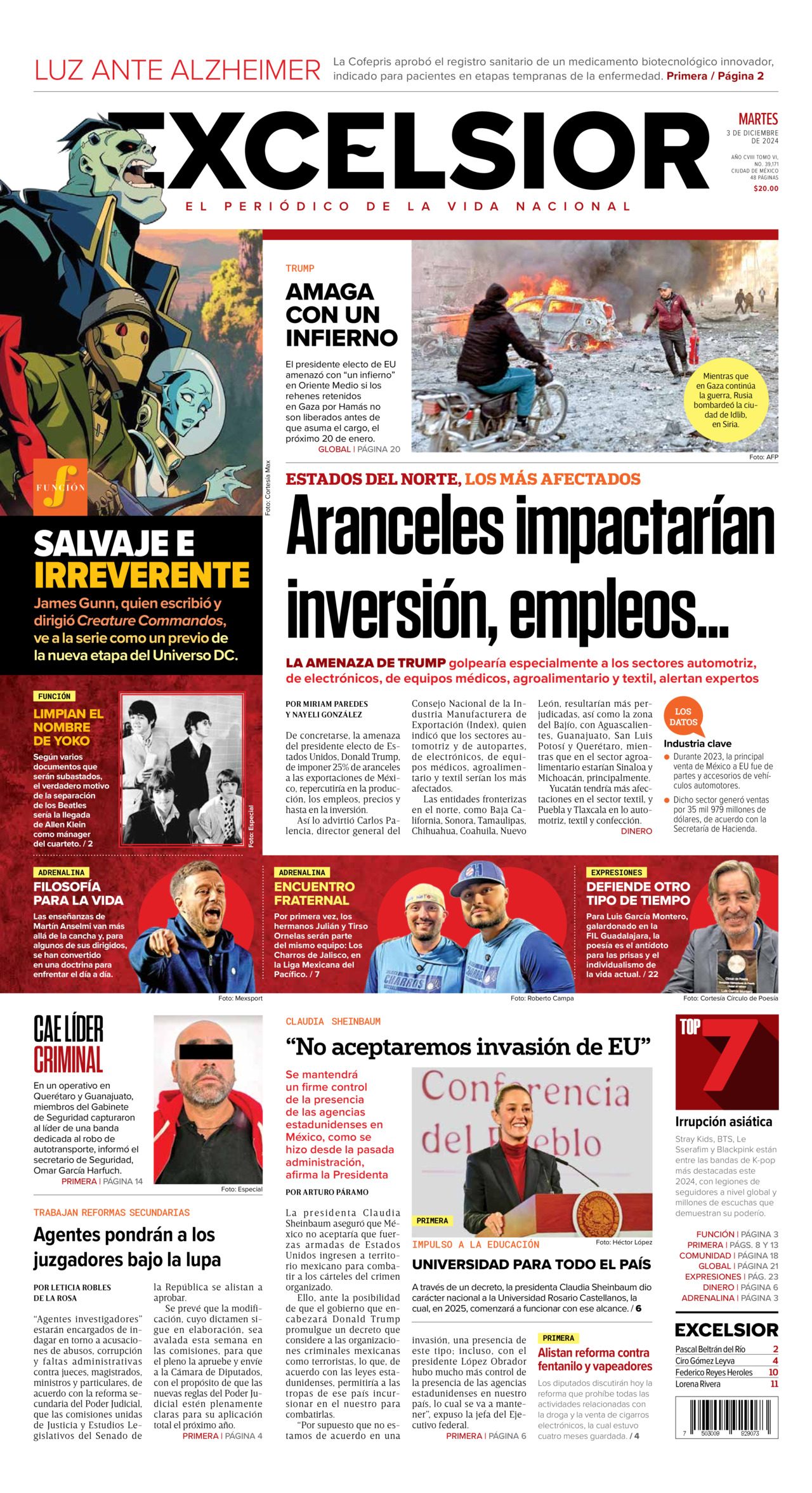 Excelsior, edición del martes 03 de diciembre de 2024