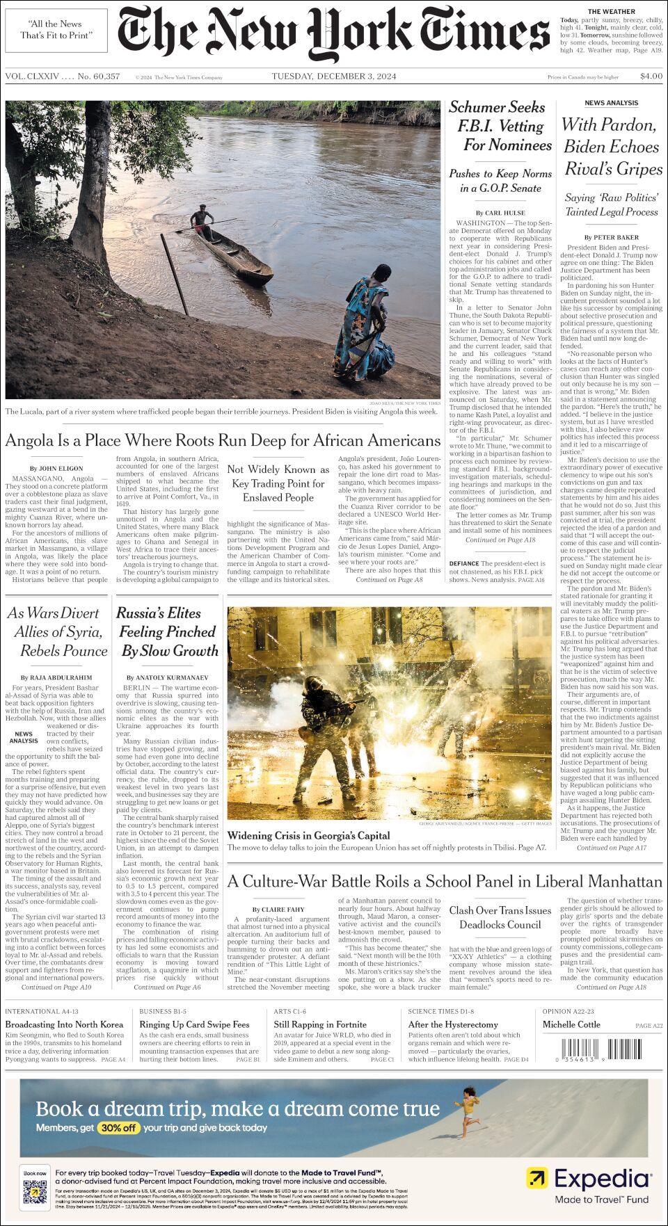 The New York Times, edición del martes 03 de diciembre de 2024