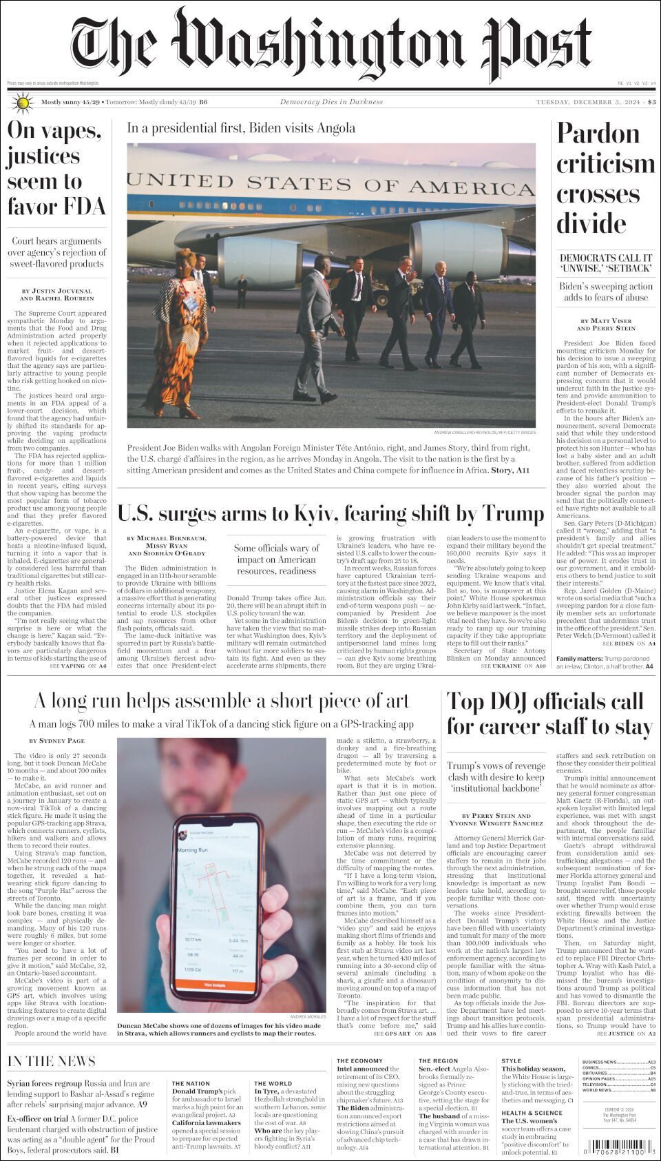 The Washington Post, edición del martes 03 de diciembre de 2024