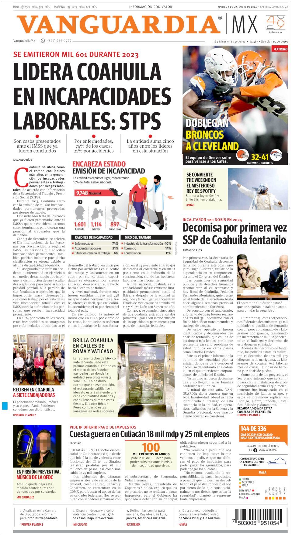 Vanguardia, edición del martes 03 de diciembre de 2024