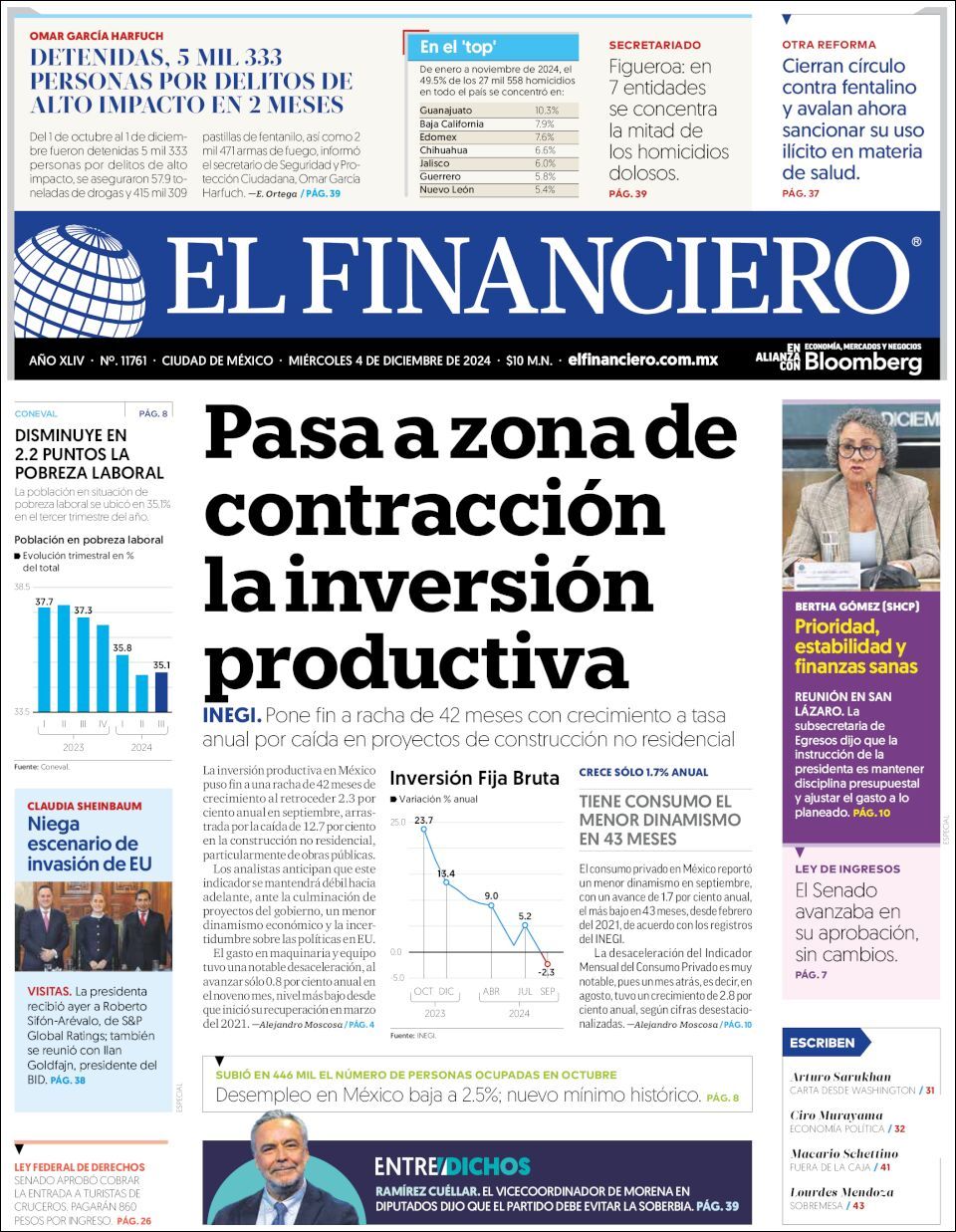 El Financiero, edición del miércoles 04 de diciembre de 2024