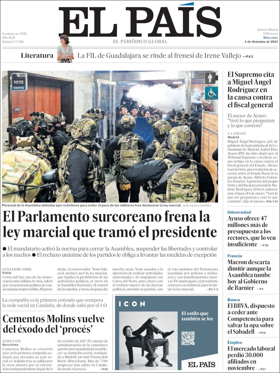 El País, edición del miércoles 04 de diciembre de 2024