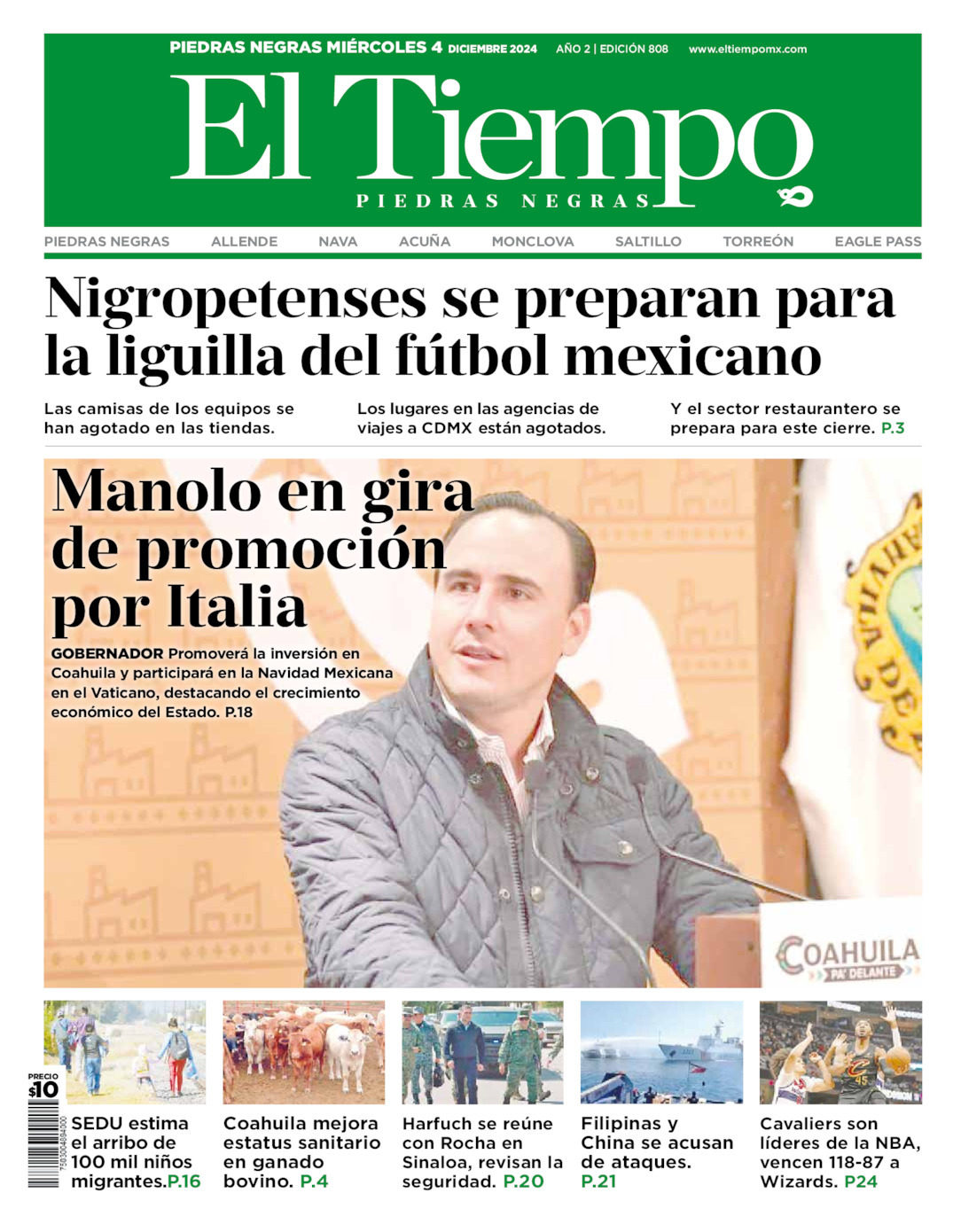 El Tiempo Piedras Negras, edición del miércoles 04 de diciembre de 2024