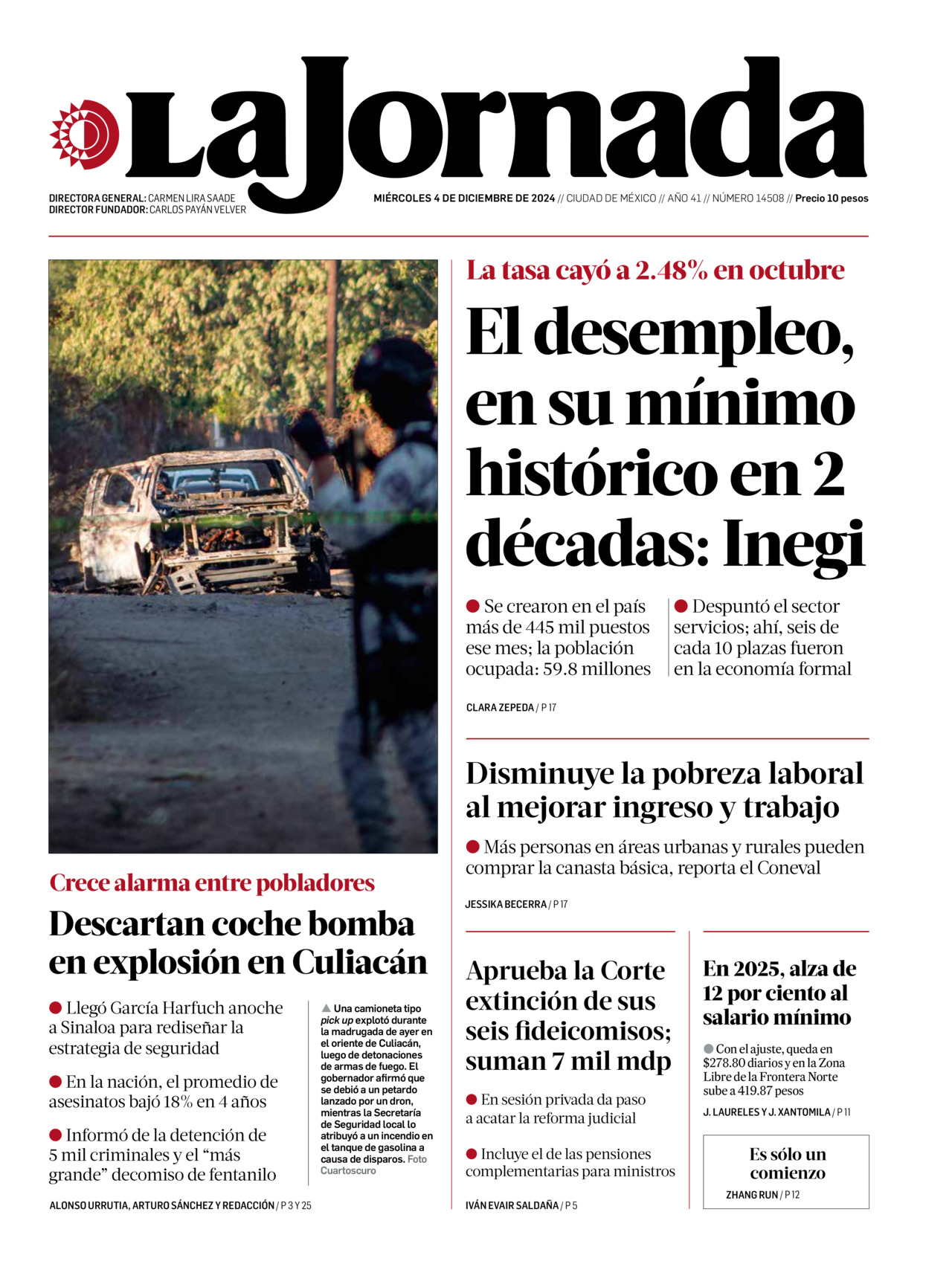 La Jornada, edición del miércoles 04 de diciembre de 2024