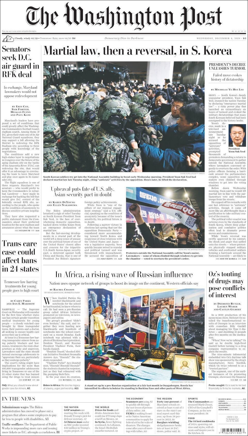 The Washington Post, edición del miércoles 04 de diciembre de 2024