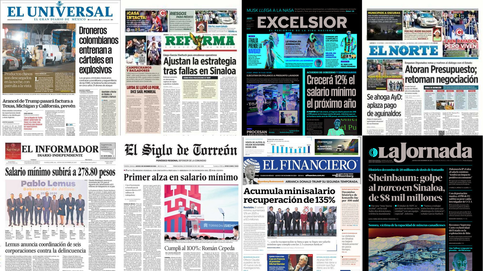 Portadas de periódicos impresos más importantes de México hoy