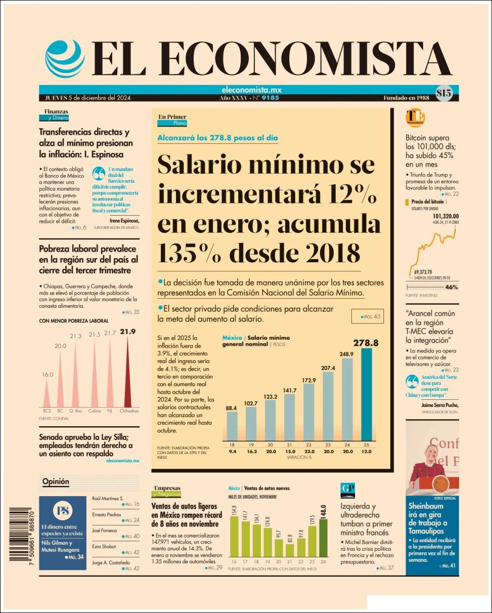 El Economista, edición del jueves 05 de diciembre de 2024