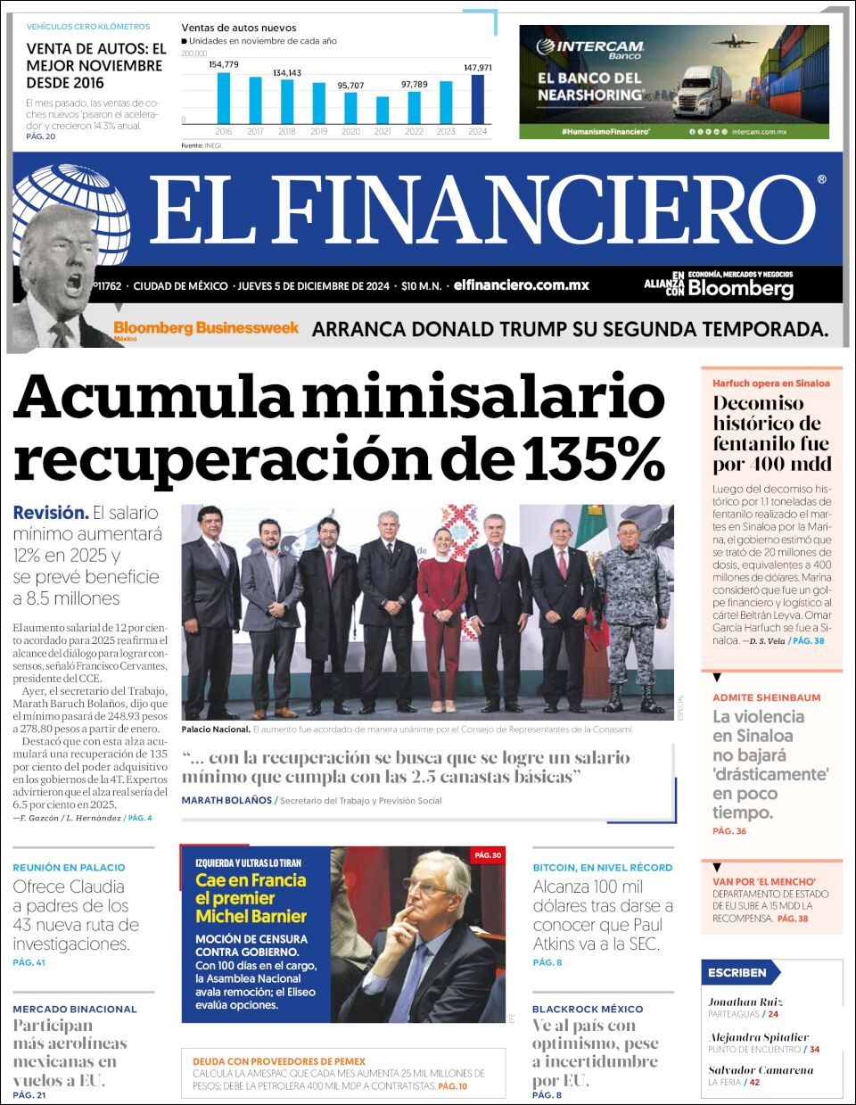 El Financiero, edición del jueves 05 de diciembre de 2024