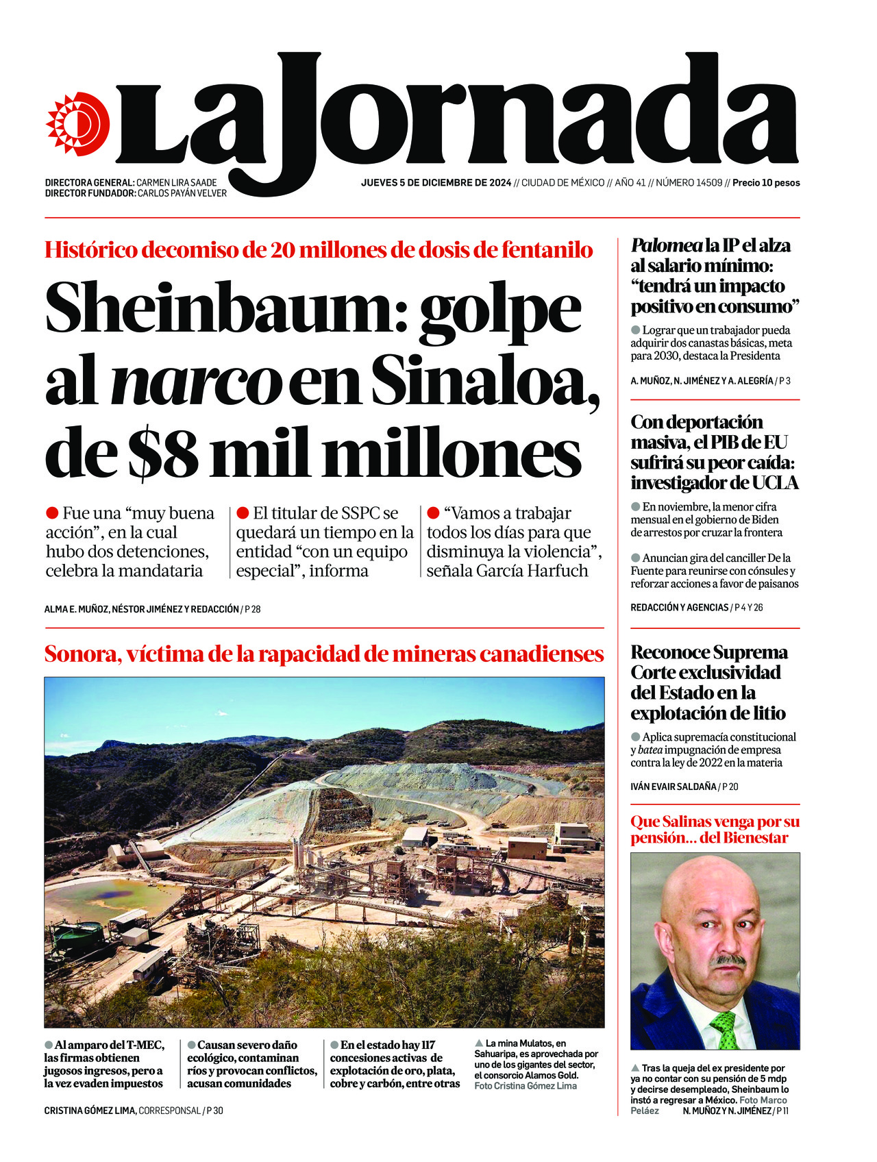 La Jornada, edición del jueves 05 de diciembre de 2024