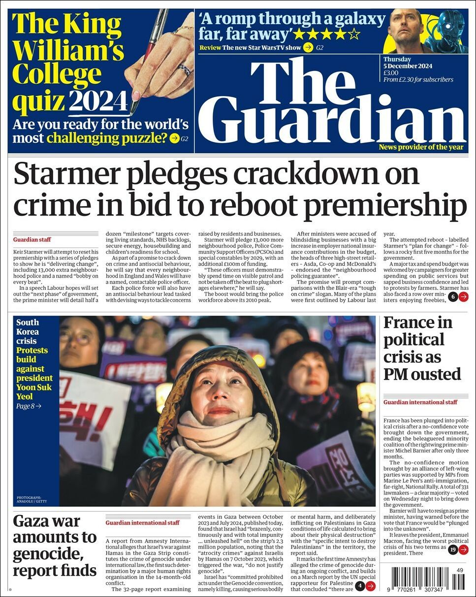 The Guardian, edición del jueves 05 de diciembre de 2024