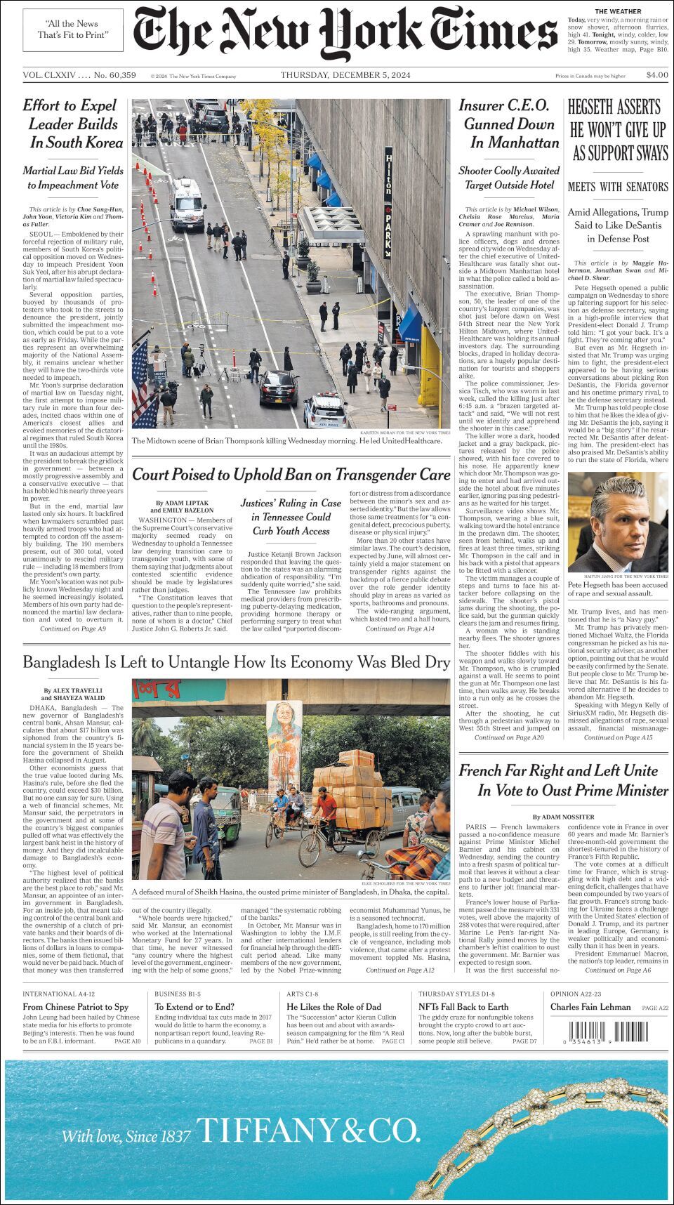 The New York Times, edición del jueves 05 de diciembre de 2024