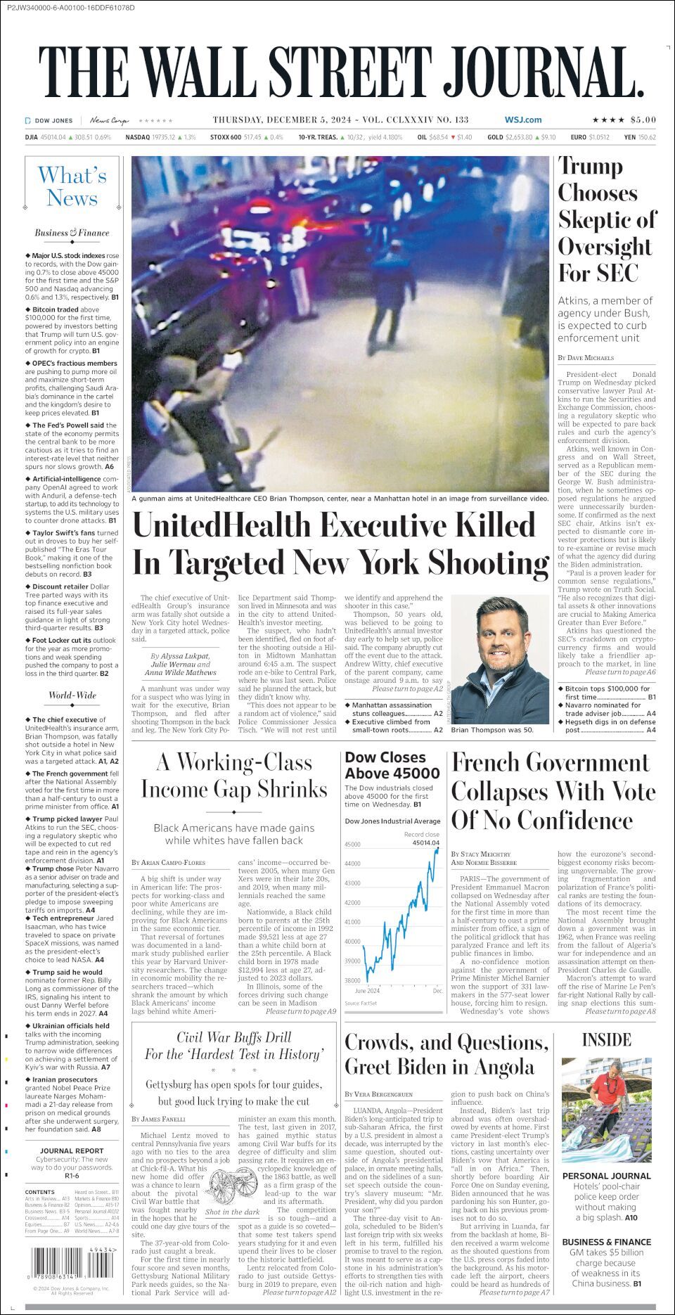 The Wall Street Journal, edición del jueves 05 de diciembre de 2024