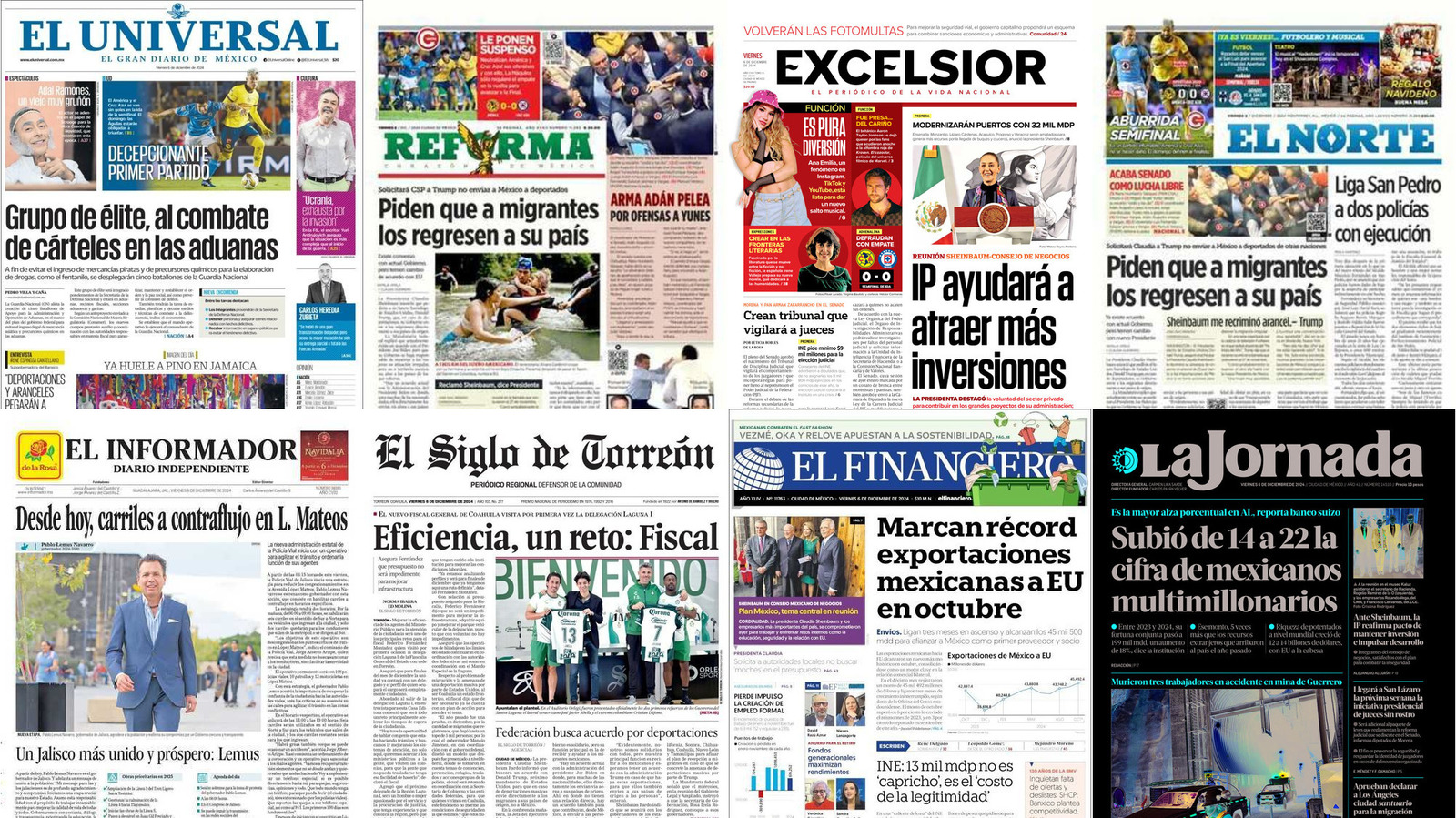 Portadas de periódicos impresos más importantes de México hoy