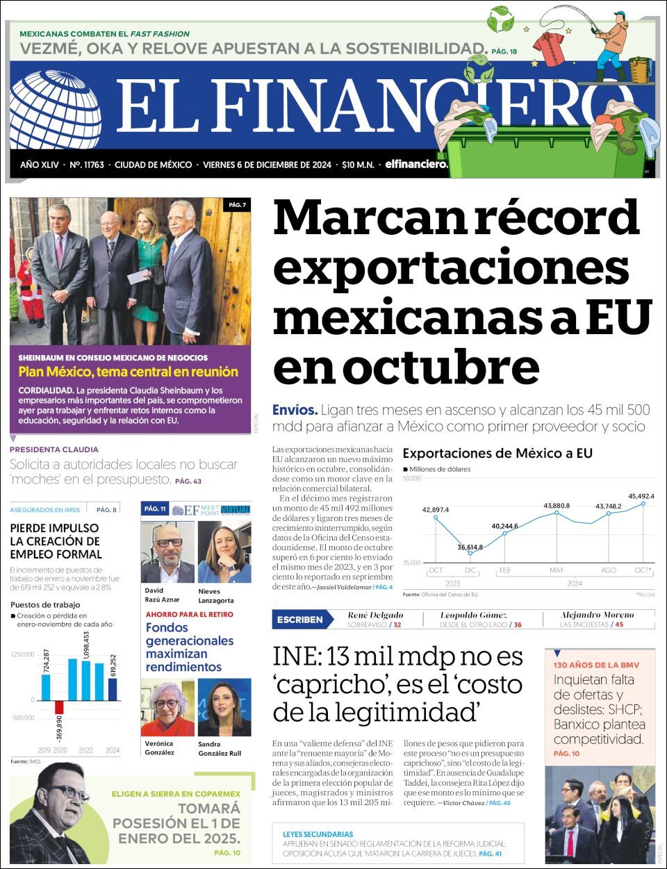 El Financiero, edición del viernes 06 de diciembre de 2024