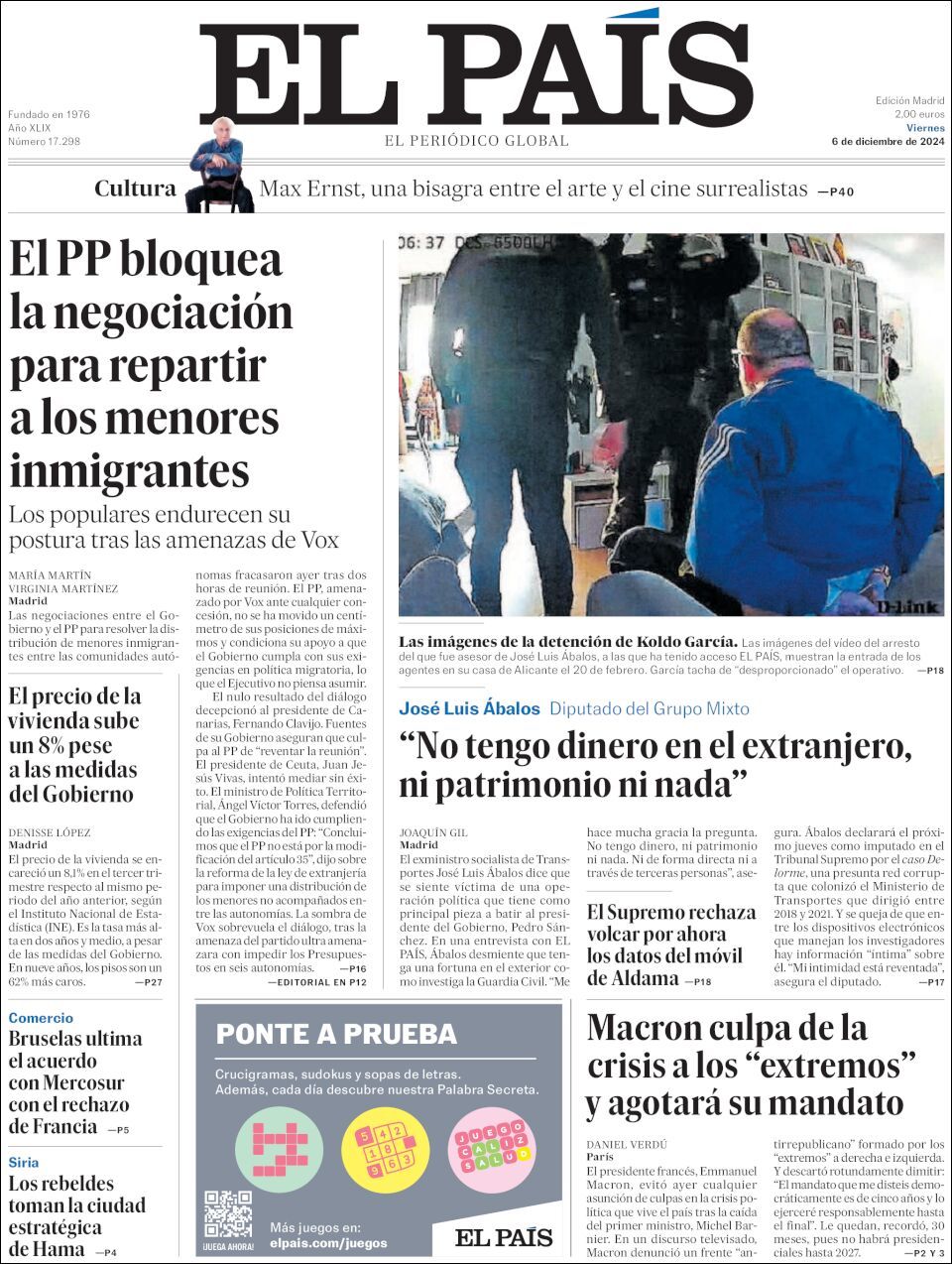 El País, edición del viernes 06 de diciembre de 2024