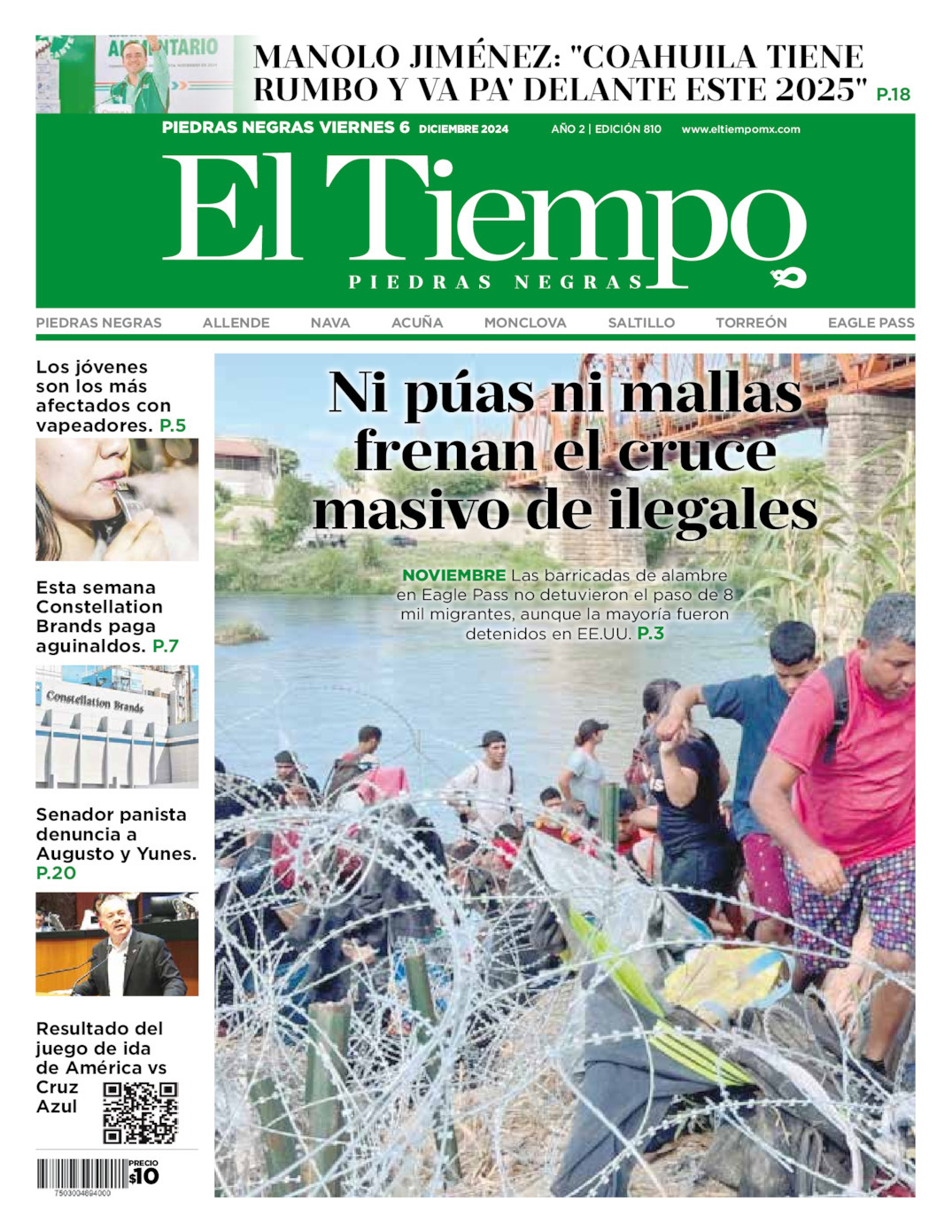 El Tiempo Piedras Negras, edición del viernes 06 de diciembre de 2024