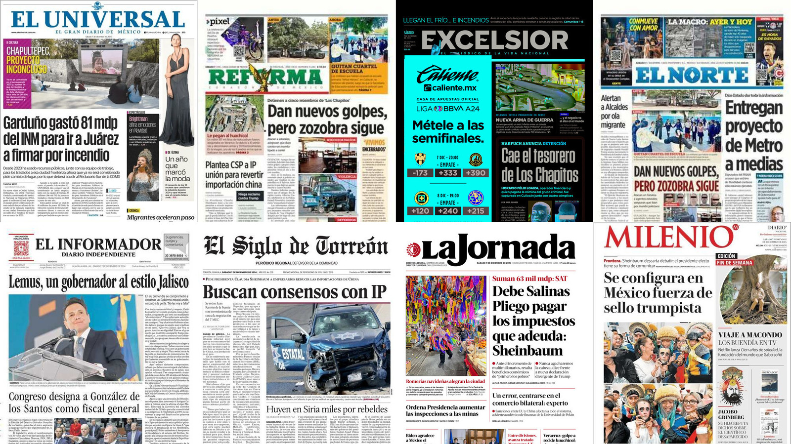 Portadas de periódicos impresos más importantes de México hoy