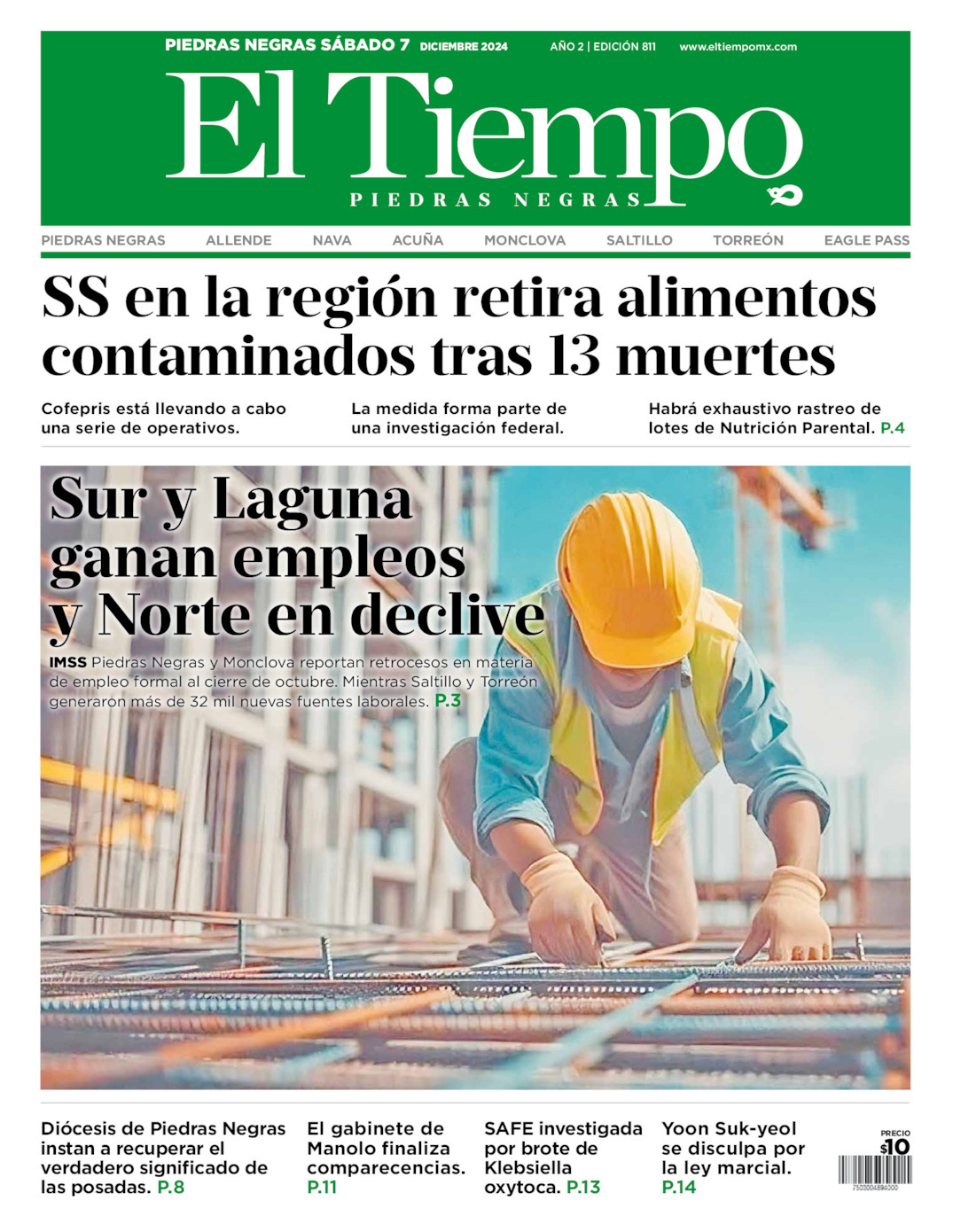 El Tiempo Piedras Negras, edición del sábado 07 de diciembre de 2024