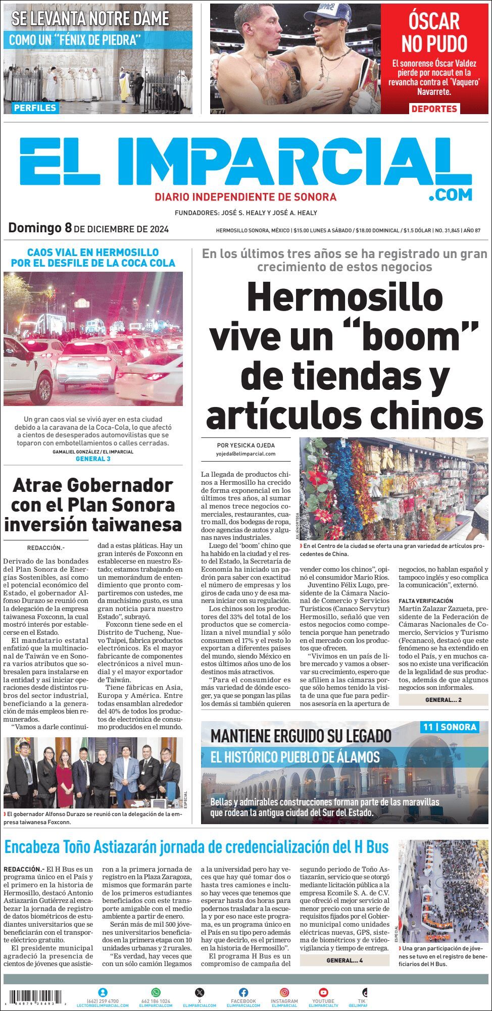 El Imparcial, edición del domingo 08 de diciembre de 2024