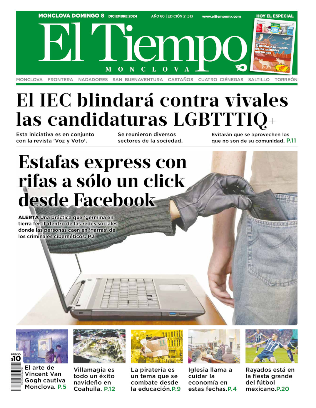 El Tiempo Monclova, edición del domingo 08 de diciembre de 2024