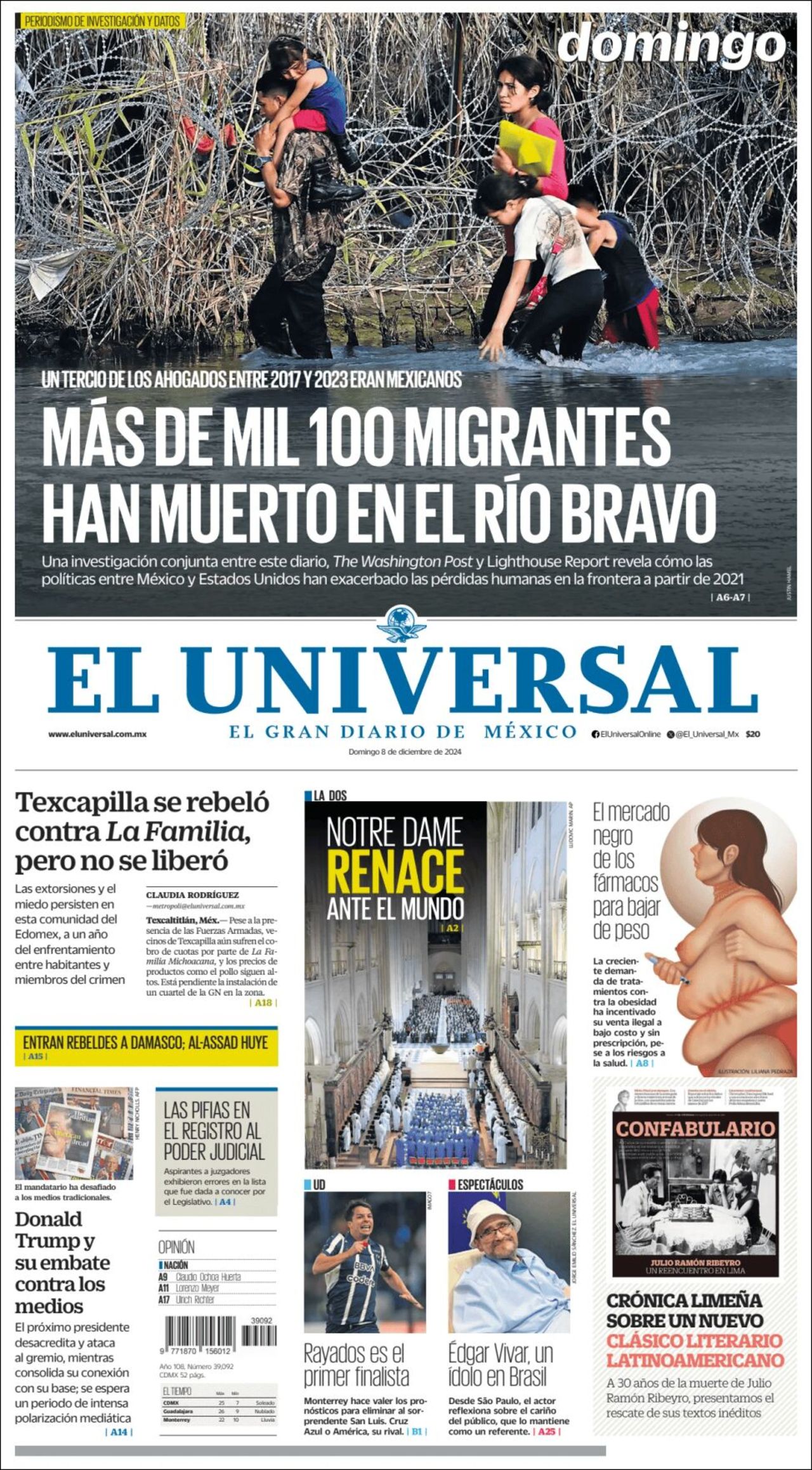 El Universal, edición del domingo 08 de diciembre de 2024