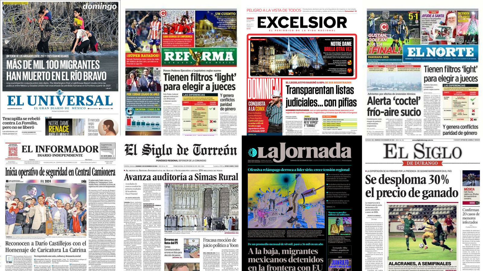 Portadas de periódicos impresos más importantes de México hoy