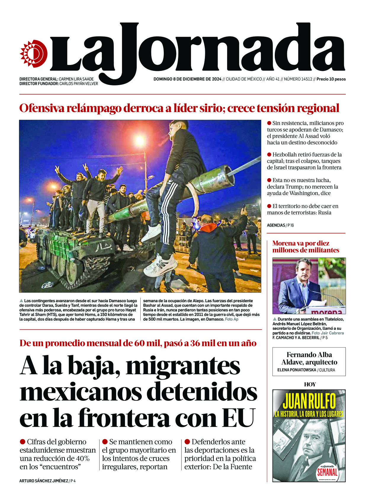 La Jornada, edición del domingo 08 de diciembre de 2024